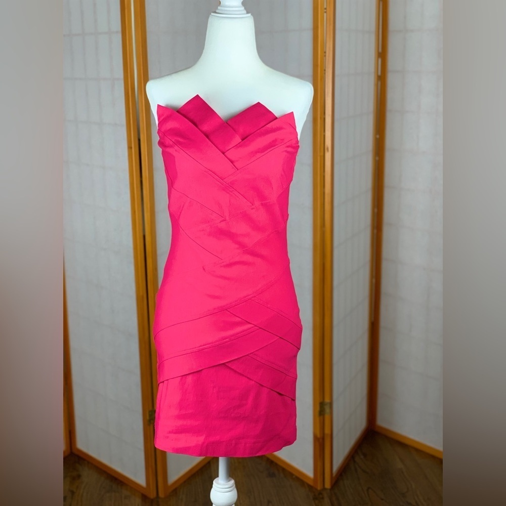 RARE Vintage Hot Pink/Fuchsia Barbie Strapless Bodycon dress - Size Small